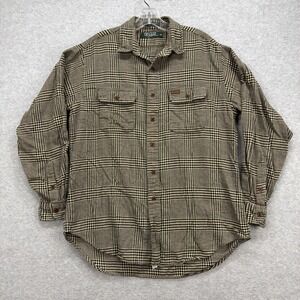 Polo Ralph Lauren Flannel Shirt Mens XL Glen Check Houndstooth Cabin Lumberjack